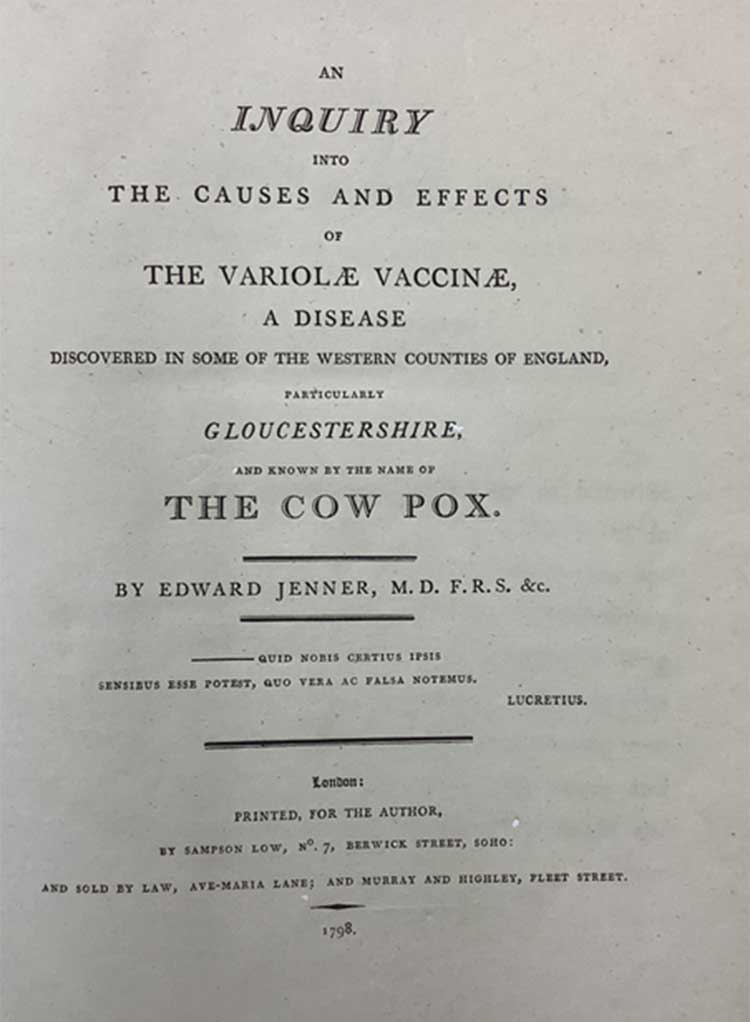 ジェンナー『牛痘の原因および作用に関する研究』