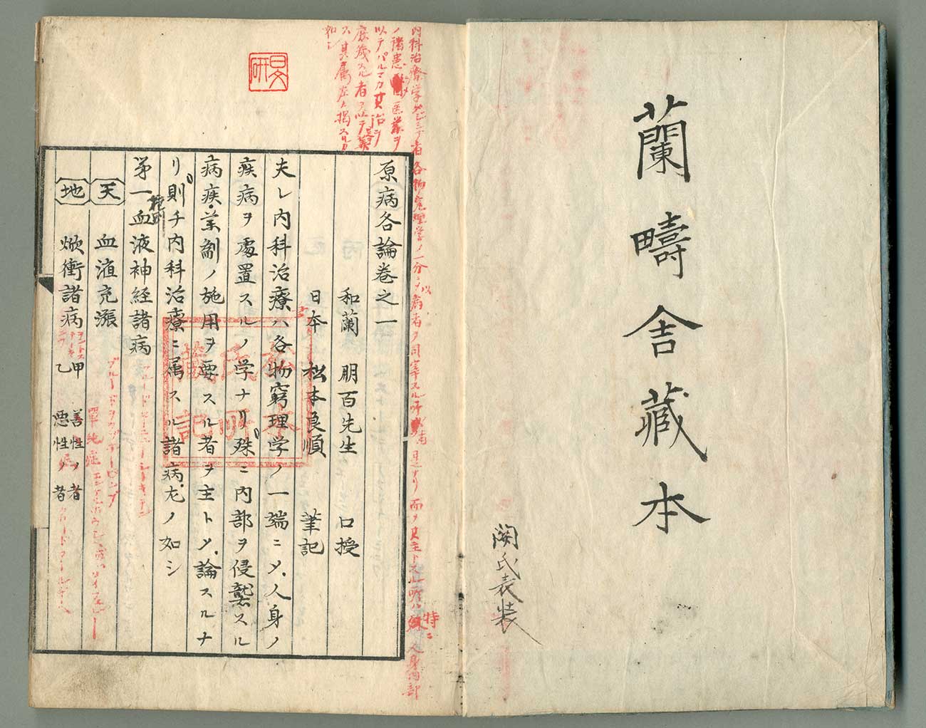 ポンペ口授／松本良順筆記『原病各論』